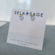 Faceted Crystal Ball, Swarovski AB Stud Earrings