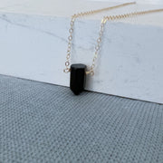 Black Onyx Point Necklace - Point Crystal Pendant Necklace - Healing Crystal Point Jewelry