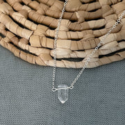 Tiny Crystal Point Necklace - Point Crystal Quartz Pendant Necklace, Healing Crystal Jewelry, Aura Quartz Necklace, Aura Crystal, Clear