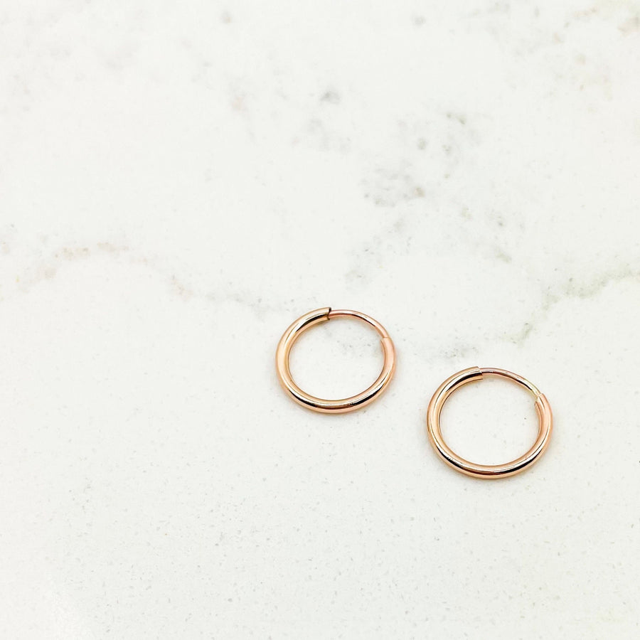 14k Rose Gold Filled Little Hoop Earrings Gold Filled, Tiny GF or Sterling Silver Huggie Hoops, Small, Piercing Hoops, Second Hole