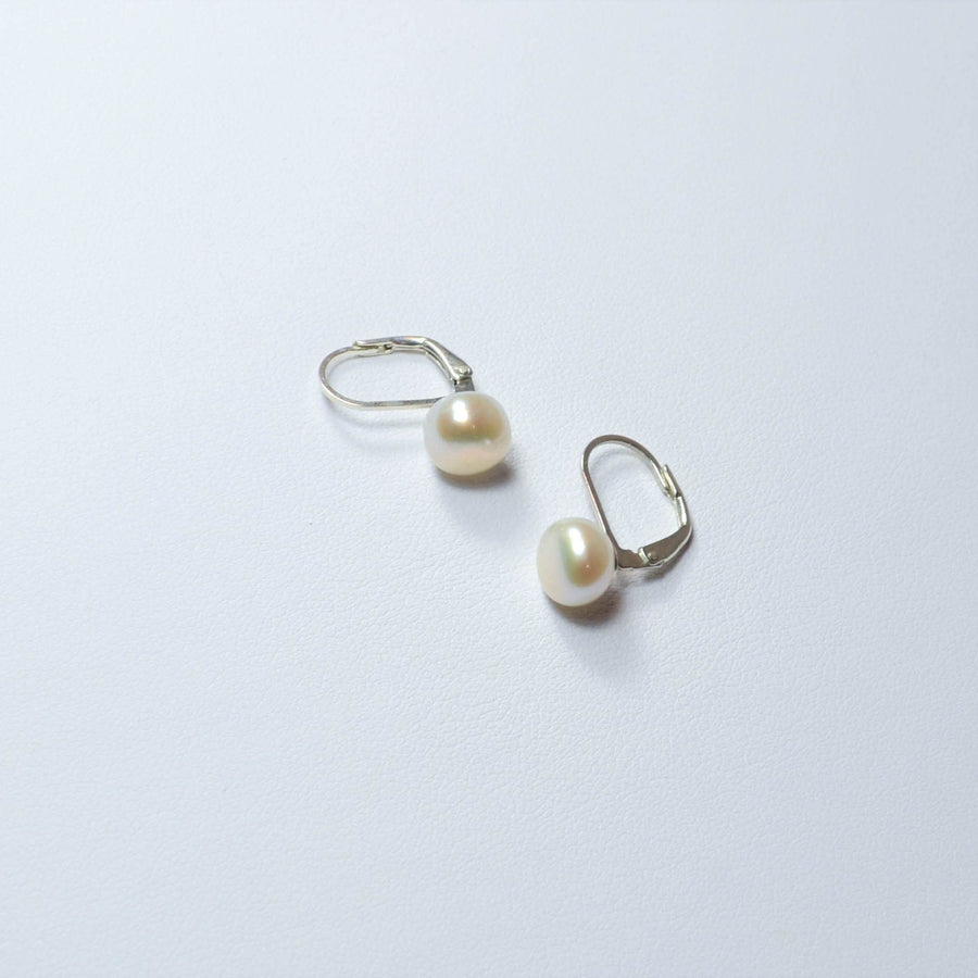 Leverback Freshwater Pearl Earrings in Sterling Silver or Gold, Real Pearl Latchback, Pearl Hook Back Earrings, Bridal Pearl Drop