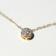 Floating Slide Pave Diamond Pendant Necklace in Gold Filled Round Diamond Pendant, Circle Cubic Zirconia, Bridesmaids Present Wedding Gift