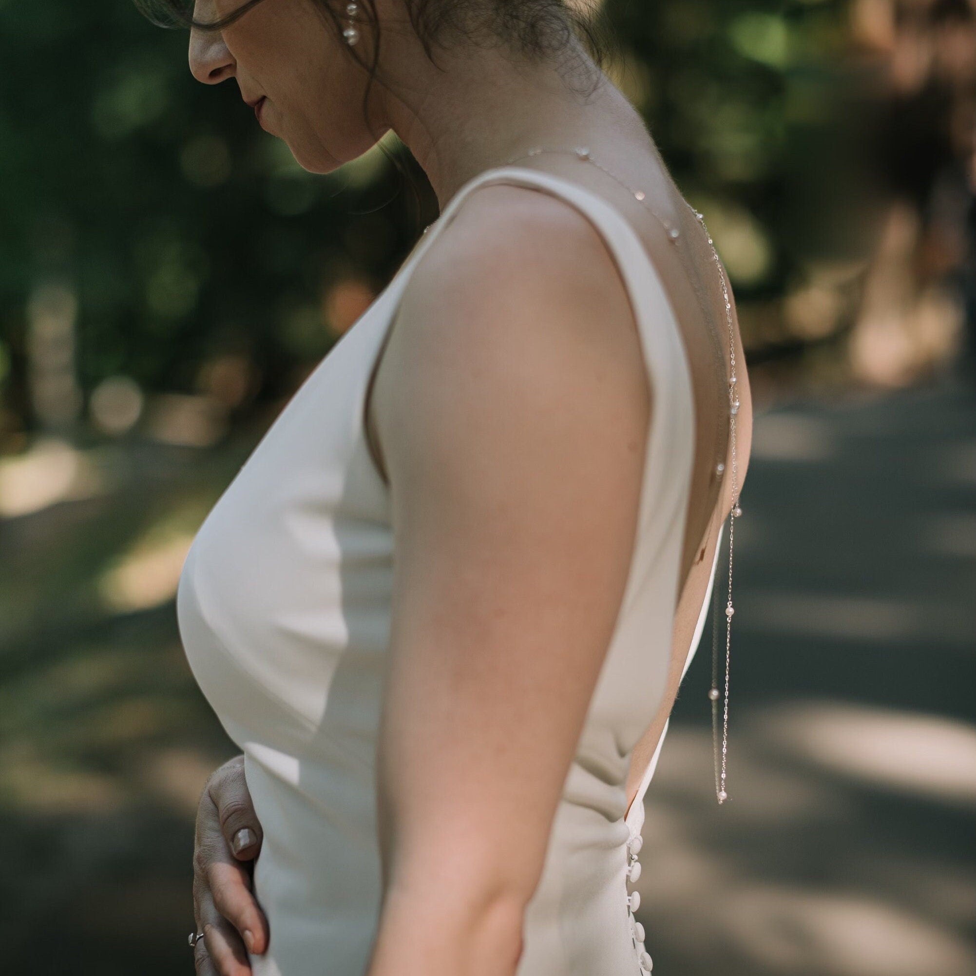 Pearl Backlace, Back Necklace, 14K Gold Filled, Gold Backdrop, Sterling Silver Backdrop Necklace, Backwards Necklace Bridal Necklace Wedding