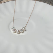 Suspended Natural Pearl Necklace, 5 Pearls