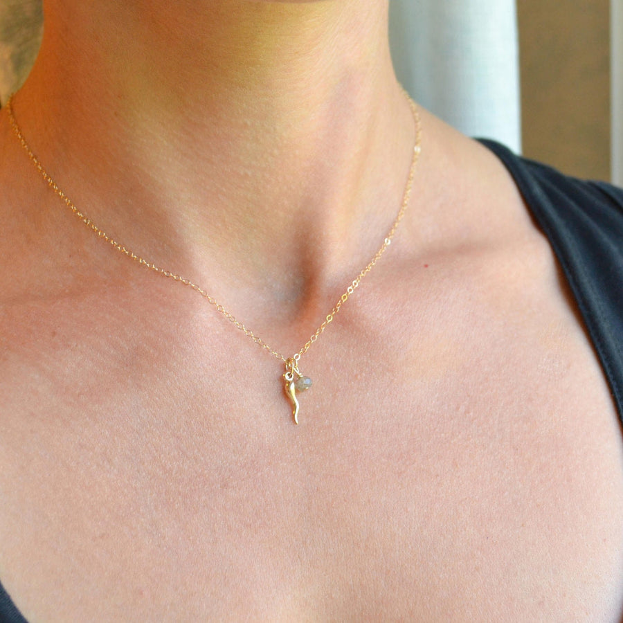 Tiny Italian Horn Necklace, Gold Filled, Gold Filled Pendant, Italy Gift, Bridesmaid Necklace, Good Luck Charm