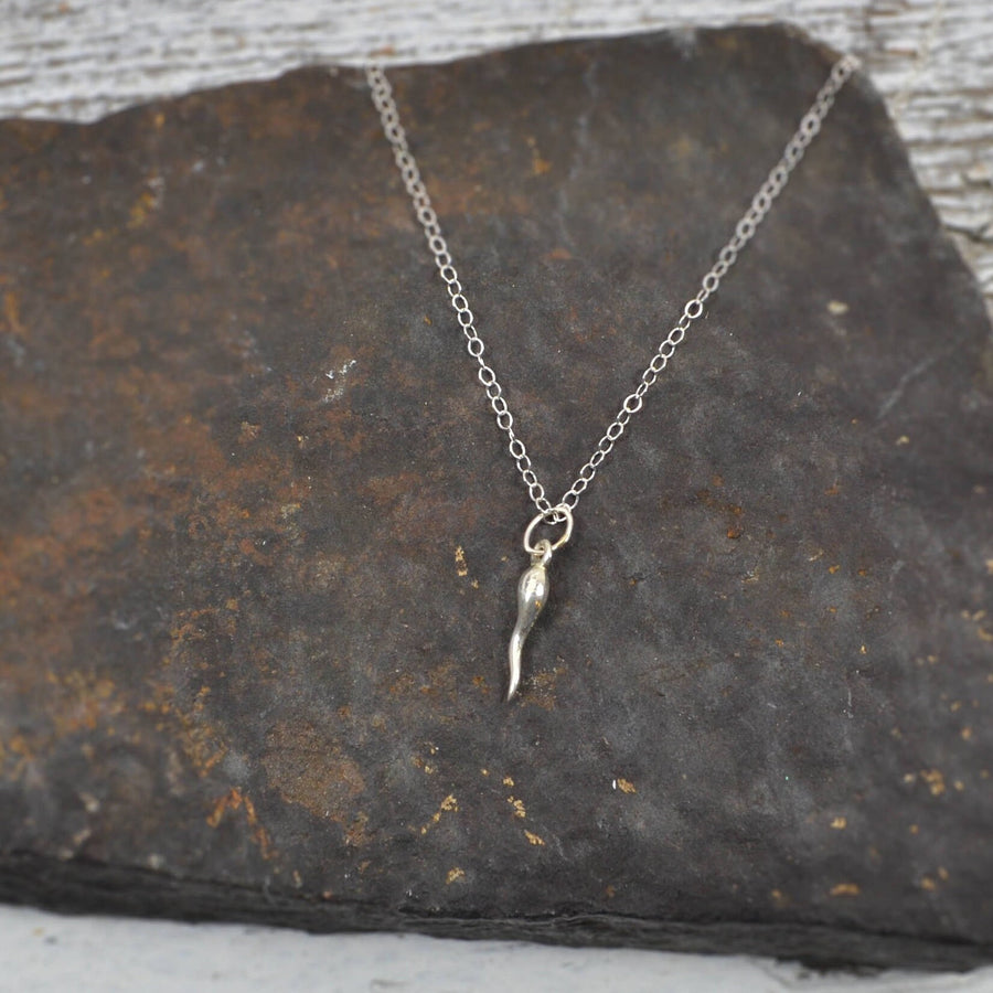 Tiny Italian Horn Necklace Sterling Silver, Horn Dainty Gold Luck, Horn Pendant, Horn Jewelry, Horn Charm Gift