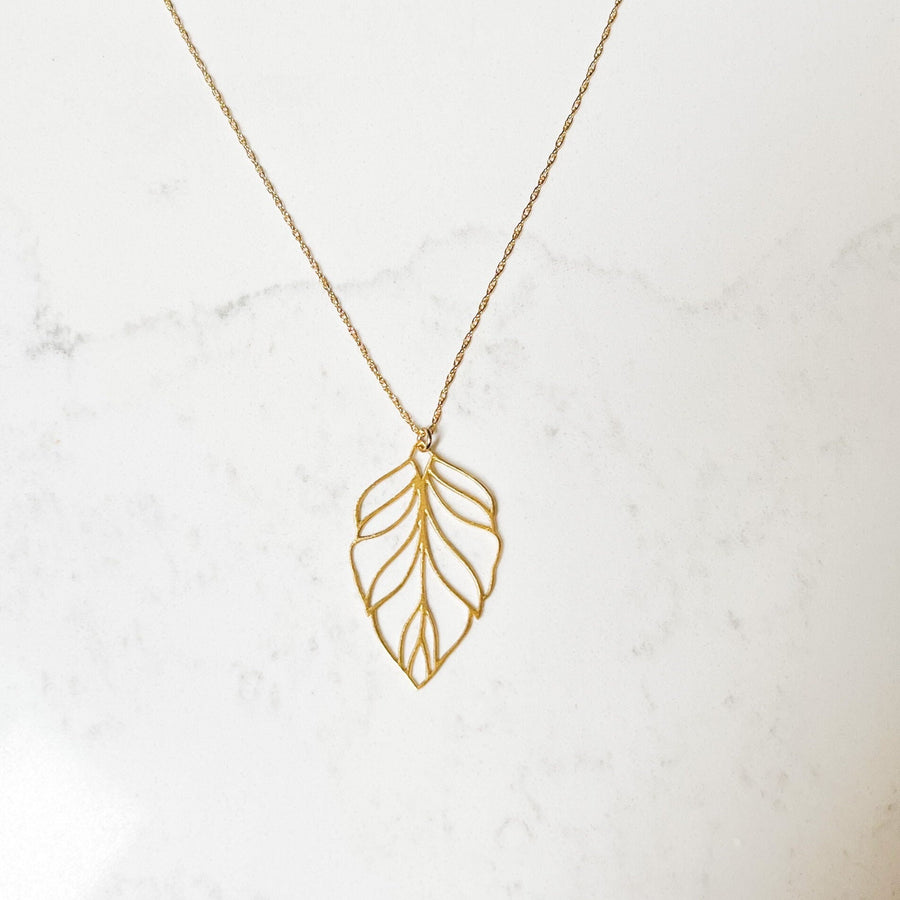 Long Gold Leaf Necklace, Gold Necklace Stacked, Layering Necklace with Pendant Jewelry, Necklace Chain, Delicate, Gold Leaf Charm