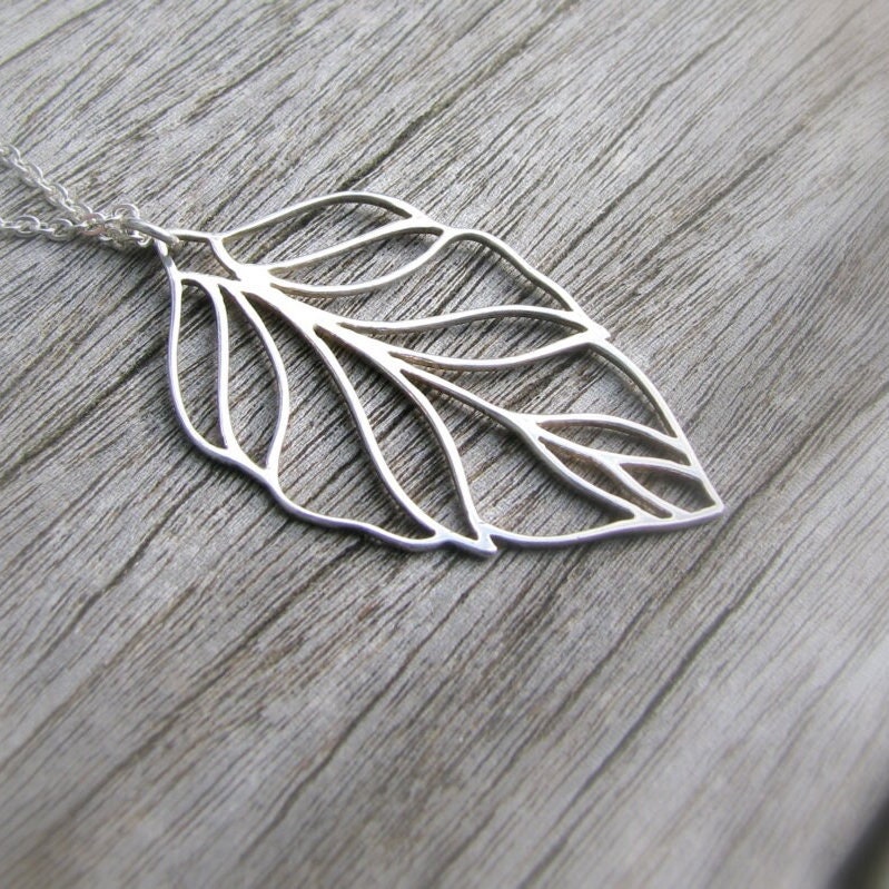 Filigree Sterling Silver Leaf Charm Necklace