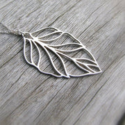 Filigree Sterling Silver Leaf Charm Necklace
