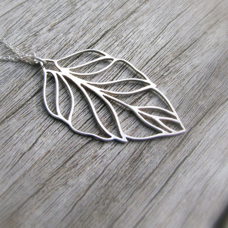 Sterling Silver Filigree Leaf Necklace, Extra Long Necklace, Boho Jewelry, Long Leaf Necklace, Layering, Layered, Delicate Chain, Feminine