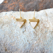 Iridescent Labradorite Triangle Earrings in Gold Filled, Triangle Drop Earrings