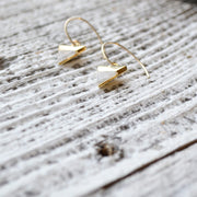 Iridescent Labradorite Triangle Earrings in Gold Filled, Triangle Drop Earrings