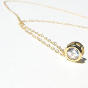 Floating CZ Diamond Necklace, 1 Carat Solitaire Necklace, Slide Diamond CZ Necklace, Cubic Zirconia, Lab Created Diamond