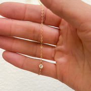 Cubic Zirconia Solitaire Necklace in 14k Gold Filled or Sterling Silver