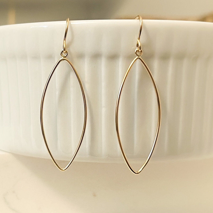 Long Teardrop Earrings in Gold Filled Pear Shape Drops, Lightweight Hammered or Polished