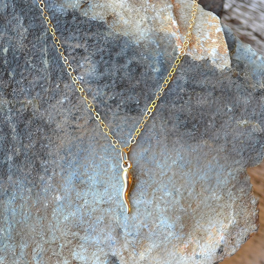 Tiny Italian Horn Necklace, Gold Filled, Gold Filled Pendant, Italy Gift, Bridesmaid Necklace, Good Luck Charm