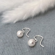 Single Pearl Drop Earrings in Sterling Silver, Little Pearl Dangle, Small Pearl Jewelry, Bridesmaids Earrings Set