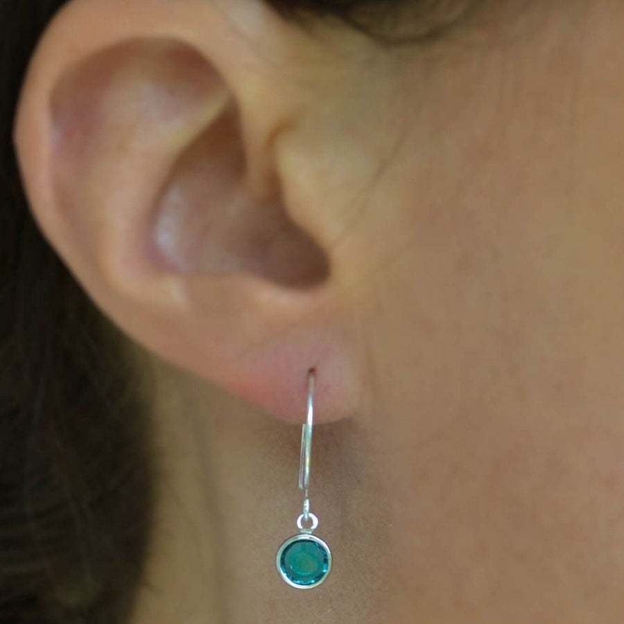 Aqua Blue Swarovski Crystal Earrings in Sterling Silver, Small Turquoise, Tiny Drop Dangle, Everyday Earrings, Bridesmaids