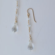 Teardrop Crystal Earrings, Gold and Silver, Long Crystal Drop Earrings, Swarovski Crystal Bridal Earrings, Handmade