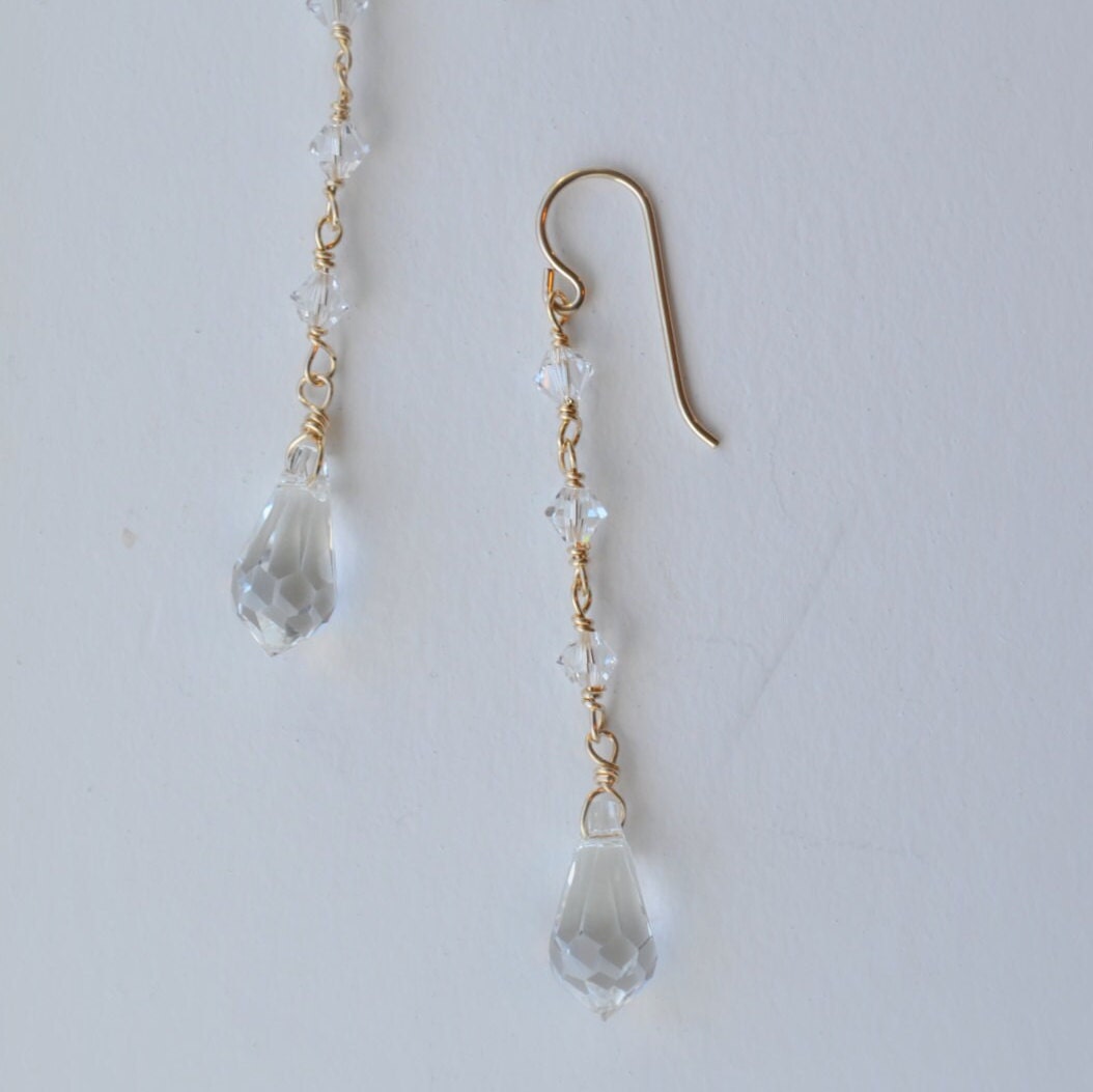 Long Teardrop Crystal Dangle Earrings