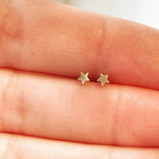 Tiny Star Stud, Solid Gold Star Stud Earrings, 3MM ~~ Small Star Post Earring, Cartlidge Earring, Unisex, Gold Earring, Gold Stud