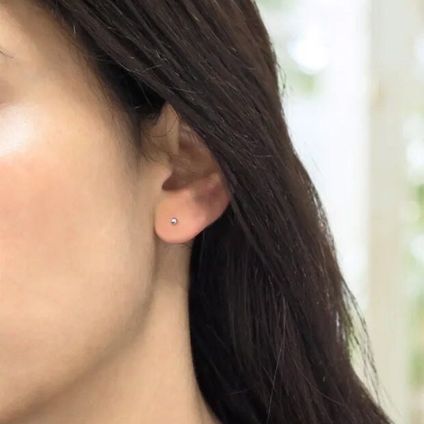 2MM Tiny Ball Stud, Solid Sterling Silver