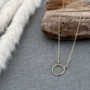 14K Gold Filled Circle Necklace, Gold Karma, Hammered Gold Circle Pendant, Sterling Silver Circle Jewelry Gold Layered Necklac