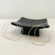 Thin Wire Hoop Earrings in Gold Filled or Sterling Silver, Lightweight Hammered or Smooth Large Hoop, Big Hoops Gift