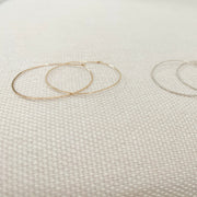 Thin Wire Hoop Earrings in Gold Filled or Sterling Silver, Lightweight Hammered or Smooth Large Hoop, Big Hoops Gift