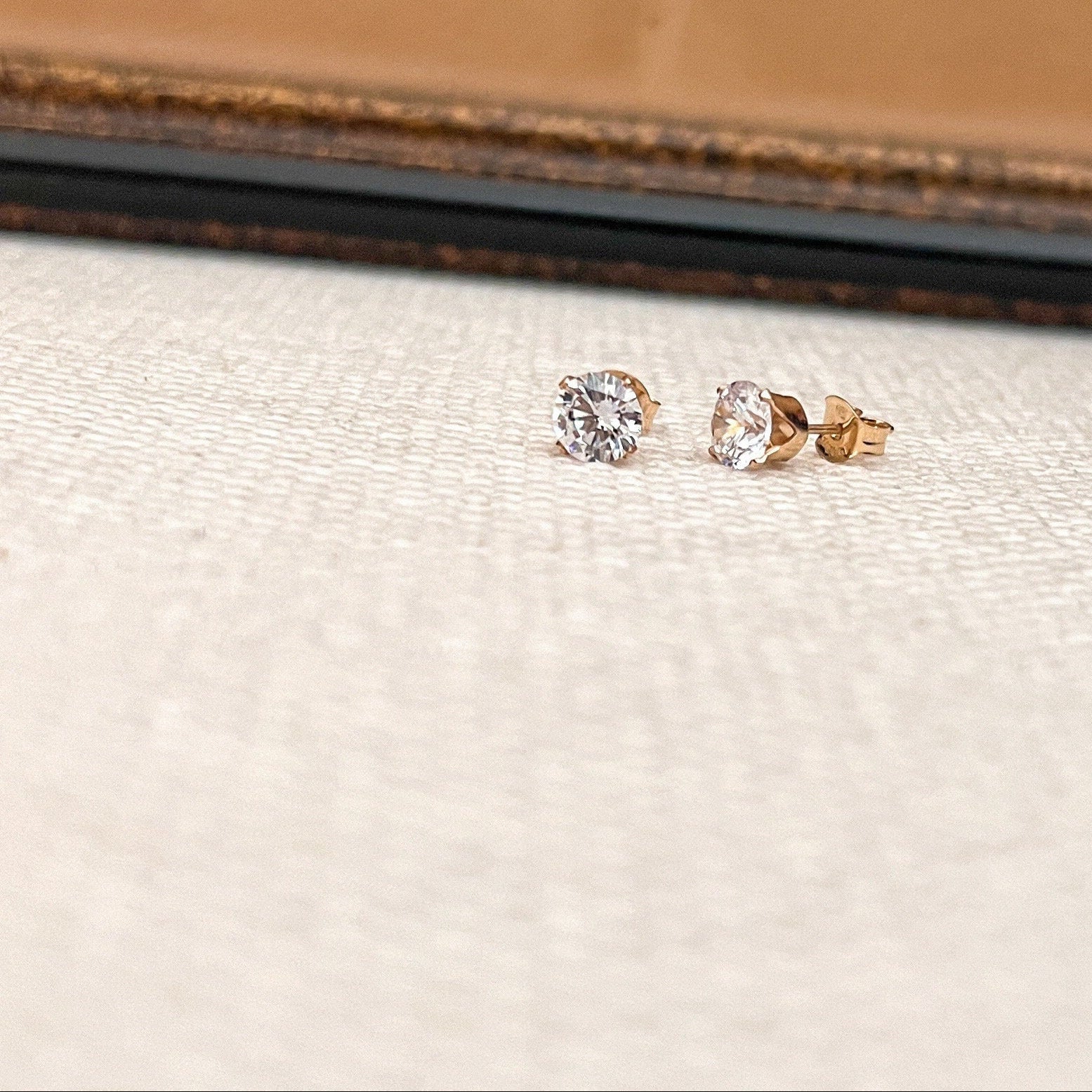 Gold Filled or Silver 6mm Diamond CZ Stud Earrings, Round CZ Post Earrings, Premium Lab Created Cubic Zirconia