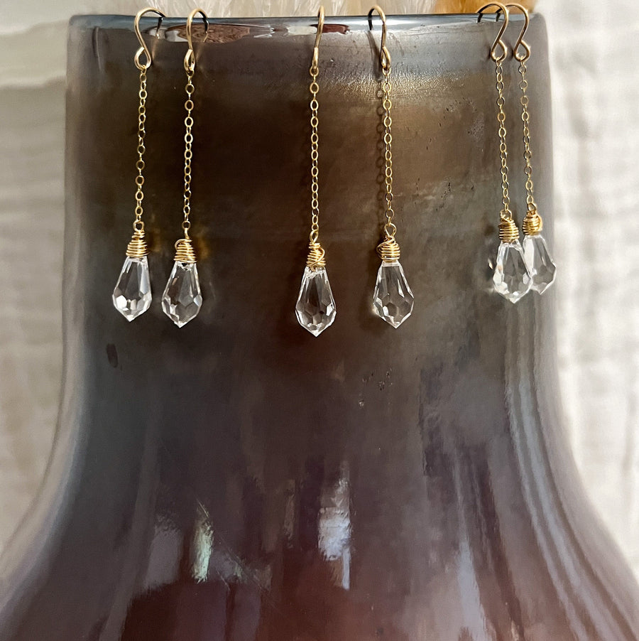 Gold Swarovski Crystal Tear Drop Earrings, Long Bridal Teardrop Earrings Crystal, Unique, Simple Wedding Jewelry, Bridesmaids