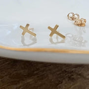 Tiny Cross Stud Earrings in 14k Gold or GF or Sterling Silver, Tiny Cross Post Earrings, Solid Gold Cross, Baptism or Confirmation Gift