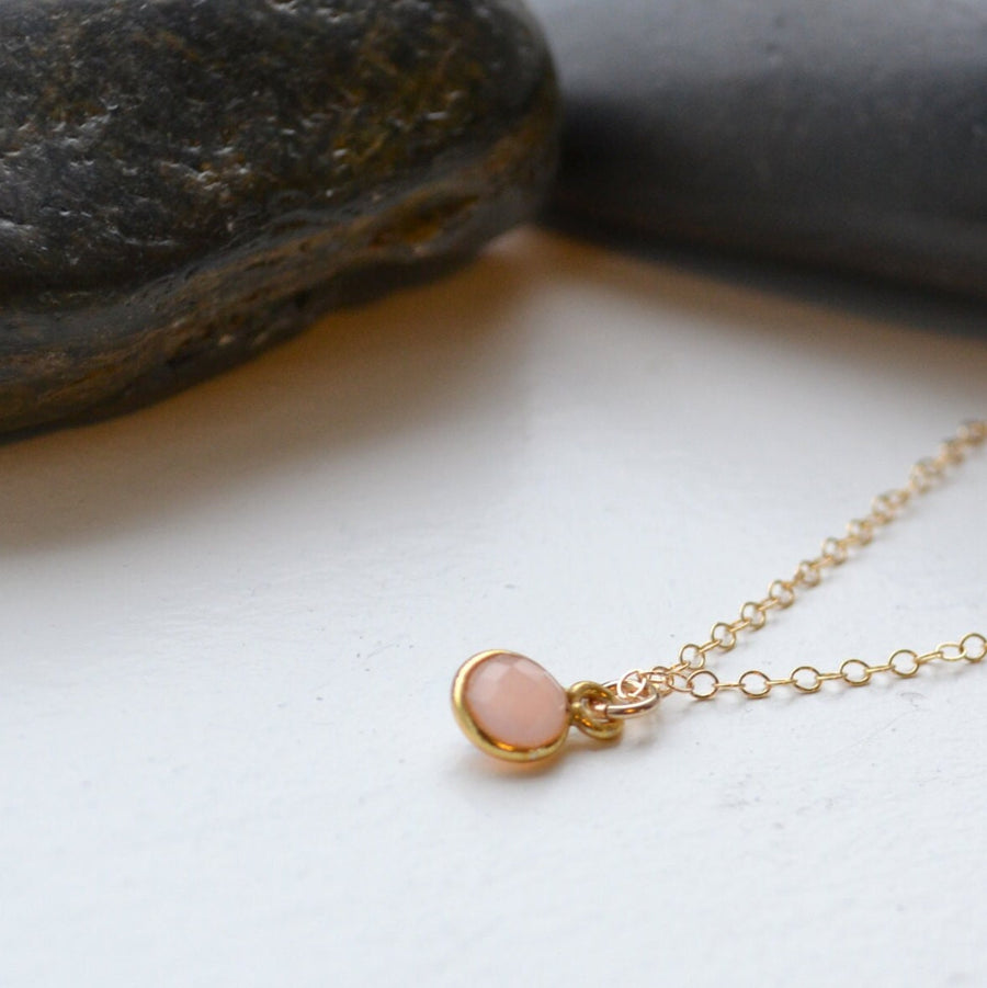 Pink Onyx Pendant Necklace Gold Filled or Sterling Silver, Girl Mom Necklace, Baby Shower Gift, Pink Gem, Mothers Day Present