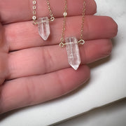 Healing Quartz Crystal Point Necklace in Gold Filled or Sterling Silver - Clear Crystal Quartz Pendant Necklace, Long Aura Quartz Necklace