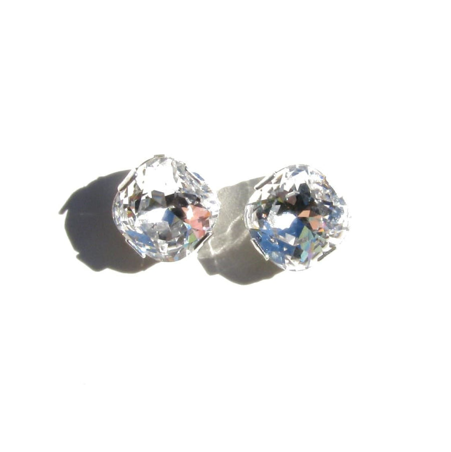 Vintage Cushion Cut Swarovski Crystal Studs in Sterling Silver or Gold Filled, Large CZ Post Earrings, Square Diamond Bridesmaids Gift