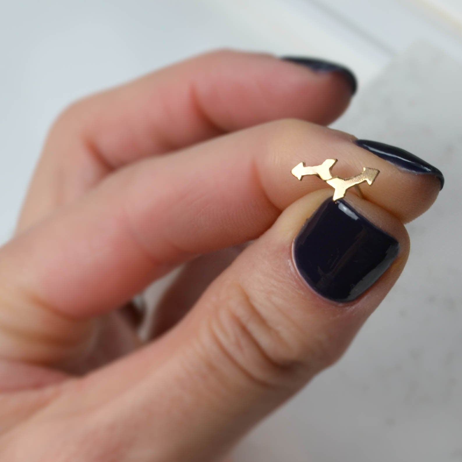 Tiny Gold Filled Arrow Stud Earrings, Gold Arrow Post Earrings, Small Second Hole Earrings