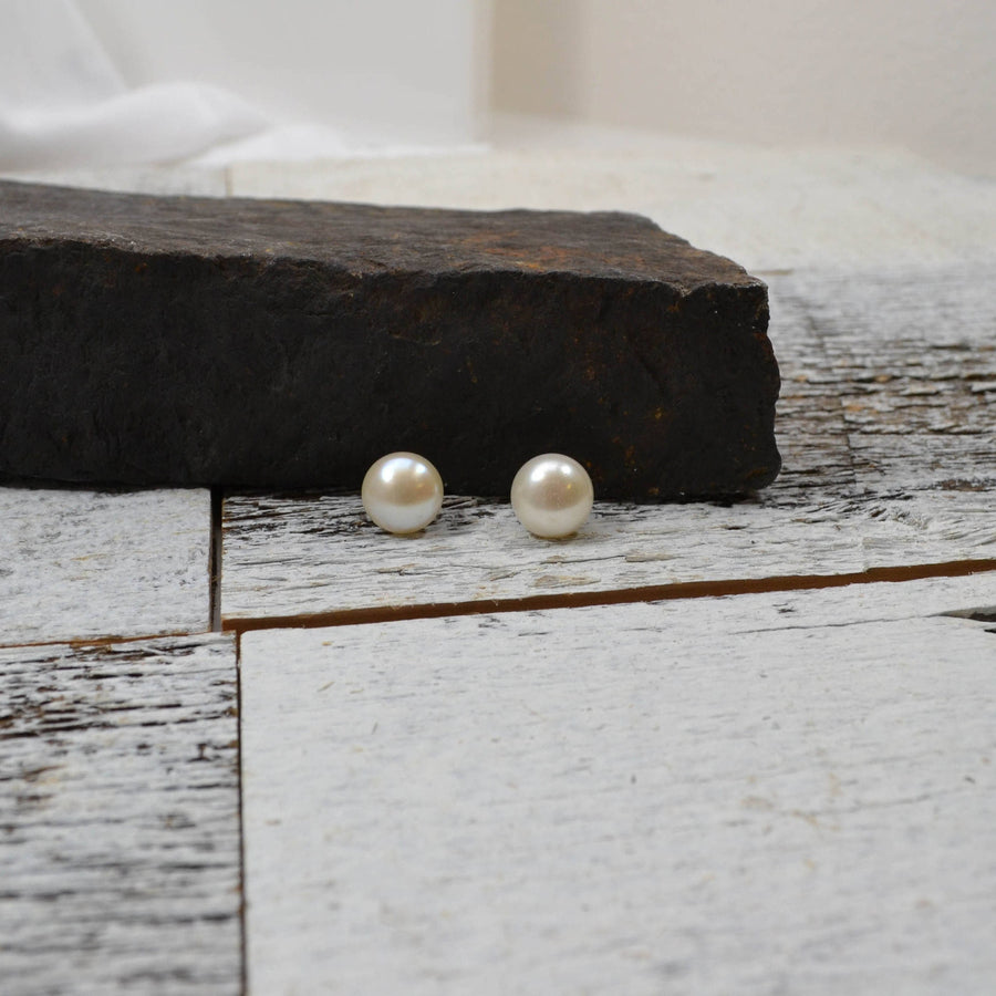 Large Real Pearl Stud Earring Gold Filled or Sterling Silver, Freshwater Pearl Studs, Bridal Pearl Post Earring, Bridesmaids Pearl