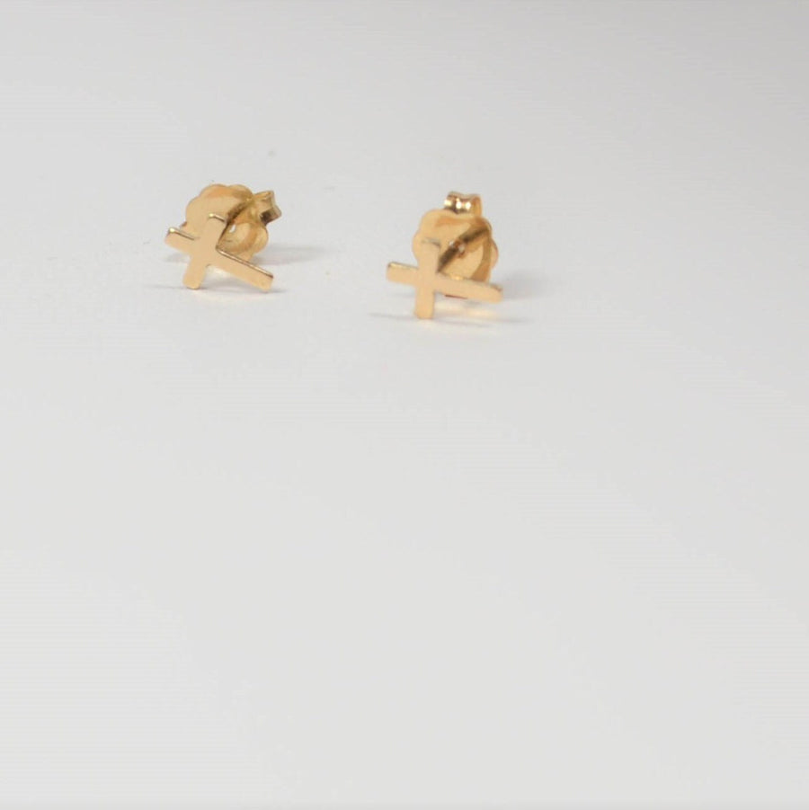 Tiny Cross Stud Earrings
