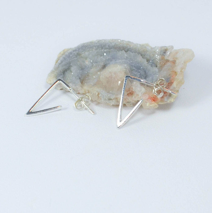 Angled Triangle Hoop Post Earring in Sterling Silver