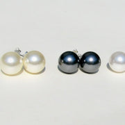 Black Pearl, Round Pearl Stud Earrings