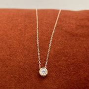 Floating CZ Diamond Necklace, 1 Carat Solitaire Necklace, Slide Diamond CZ Necklace, Cubic Zirconia, Lab Created Diamond