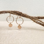 Circle and Disk Dangle Earrings in Gold Filled or Sterling Silver, Jewelry Gift for Her, Lightweight and Waterproof for Everyday