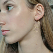 Simple Elegant Gold Filled Circle Earrings, Sparkle Dangle Drops, Lightweight and Comfortable Jewelry Gift