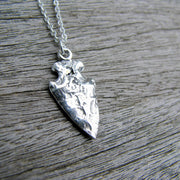 Hammered Arrowhead Pendant Necklace in Sterling Silver, Silver Boho Arrow Head Necklace, Silver Arrowhead Charm, Tribal Necklace, Spear