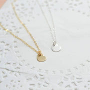 Tiny Heart Penadant Necklace in Gold Filled or Sterling Silver Matte Satin, Small Flat Heart Charm Necklace, Gift for Her