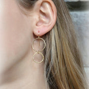 Simple Elegant Gold Filled Circle Earrings, Sparkle Dangle Drops, Lightweight and Comfortable Jewelry Gift