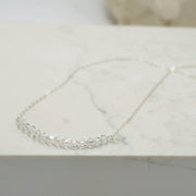 Delicate Crystal Bar Necklace in Gold Filled or Sterling Silver, Tiny Crystal Necklace, Simple Wedding Necklace, Dainty Gift