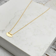 Flat Oval Circle Pendant Necklace in Gold Filled or Sterling Silver, Egg Charm Pendant, Gift Necklace for Her, Valentines Day
