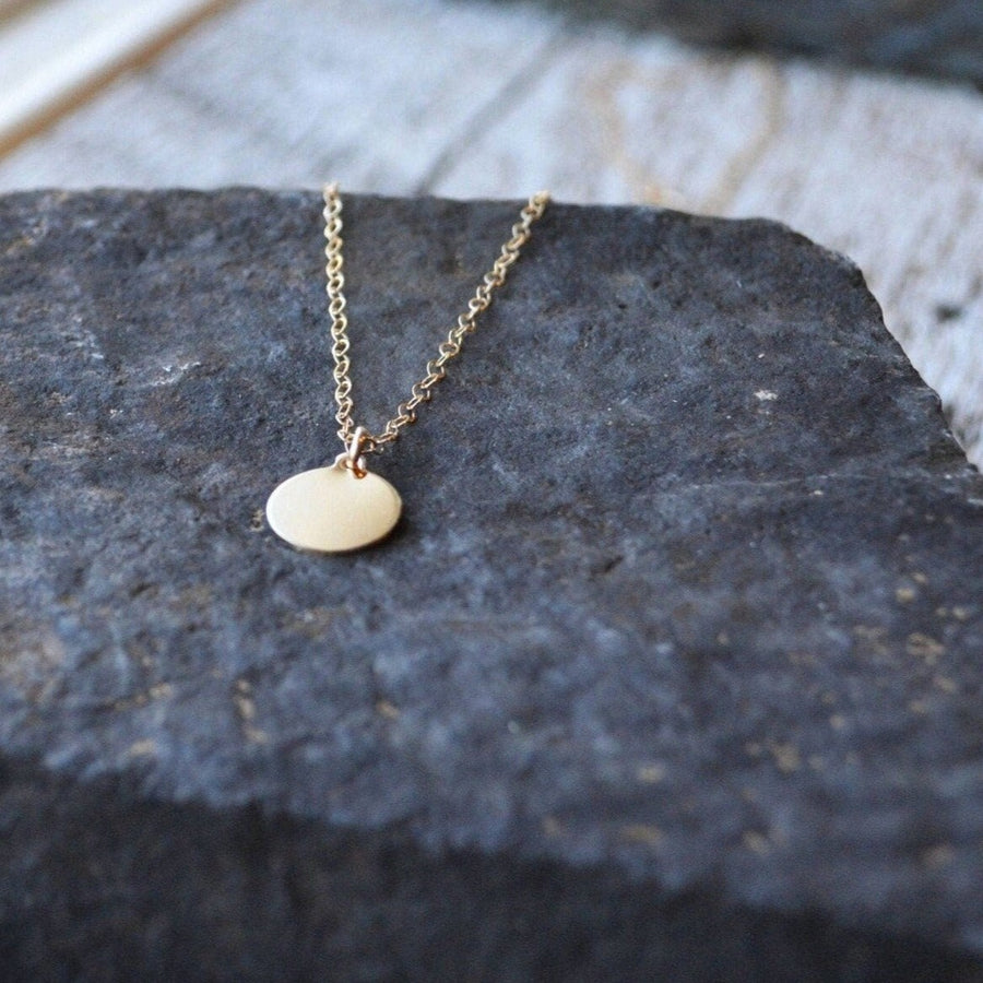 Matte Disc Circle Pendant in Gold Filled or Sterling Silver, Small Circle Charm Necklace, Gift for Her