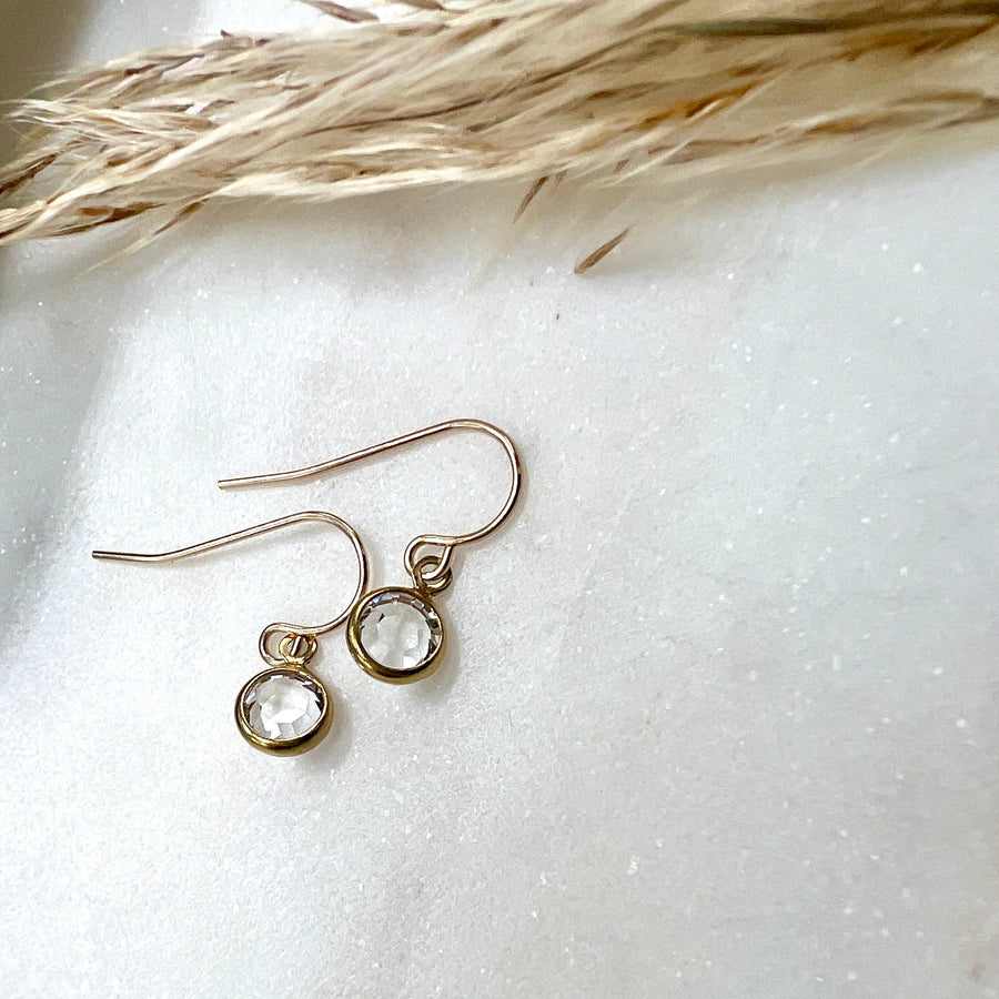 Tiny Crystal Drop in Sterling Silver or Gold Filled, Swarovski Crystal Earrings Clear, Everyday Earrings, Jewerly Gift, Gift for Her